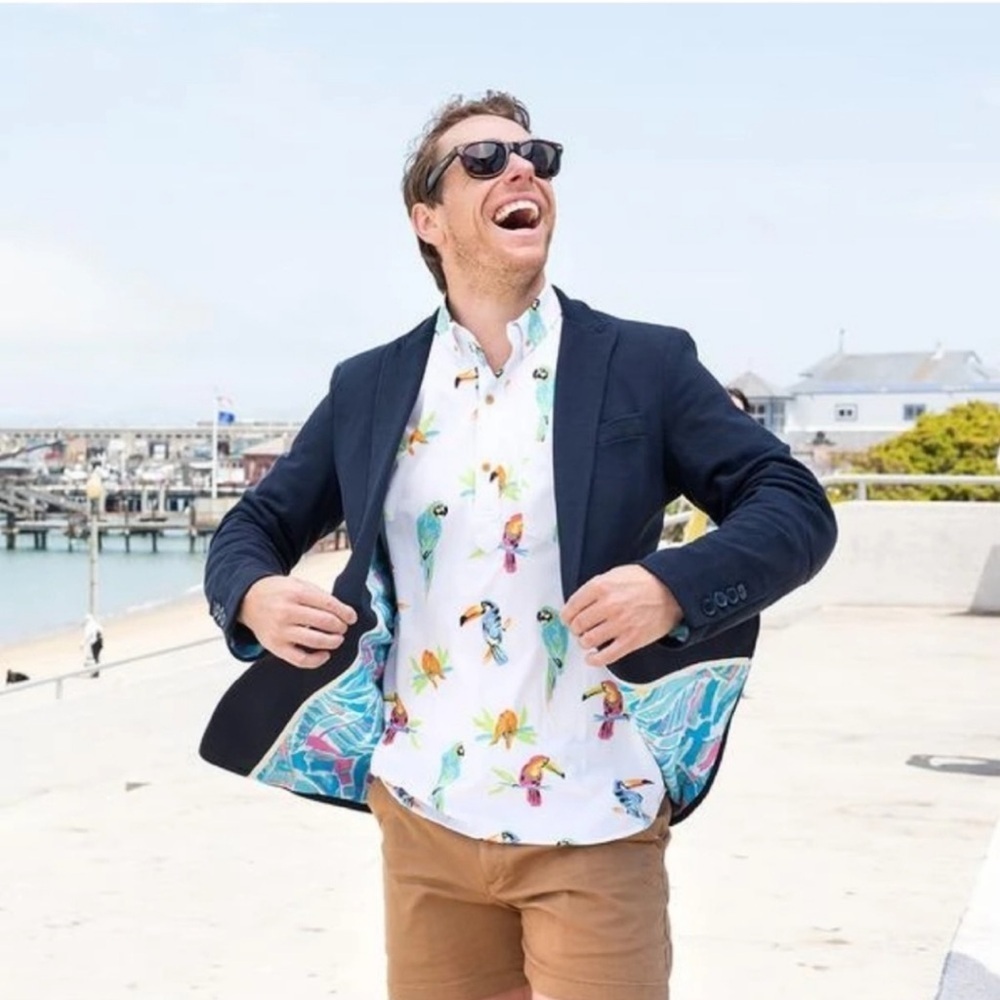 Chubbies The Captain 2.0 Navy Blue Blazer Men’s Size Medium Sport Coat Cotton